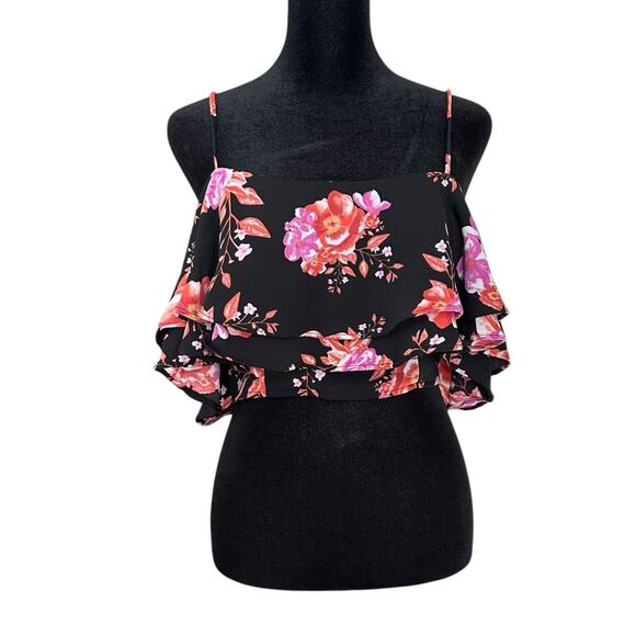 2/$25 Tularosa Cullen Crop Top Flutter Black Floral Festival Coachella Feminine - Picture 5 of 12